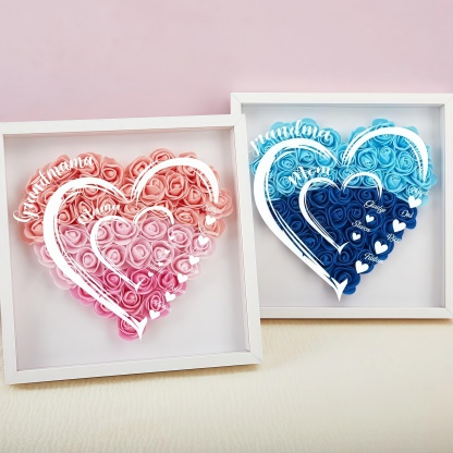 Grandma Hearts Mom Hearts - Personalized Flower Shadow Box-forlovever