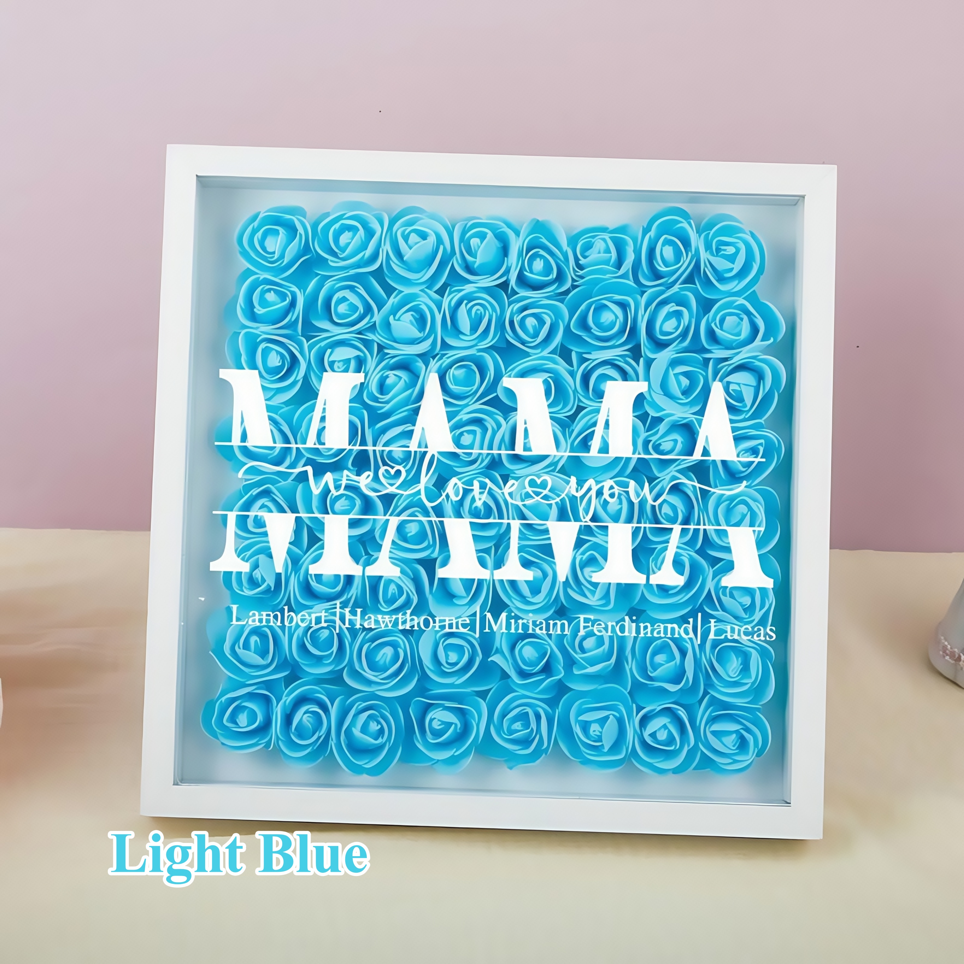 Mom/Grandma We Love You - Personalized Square Shaped Flower Shadow Box-forlovever