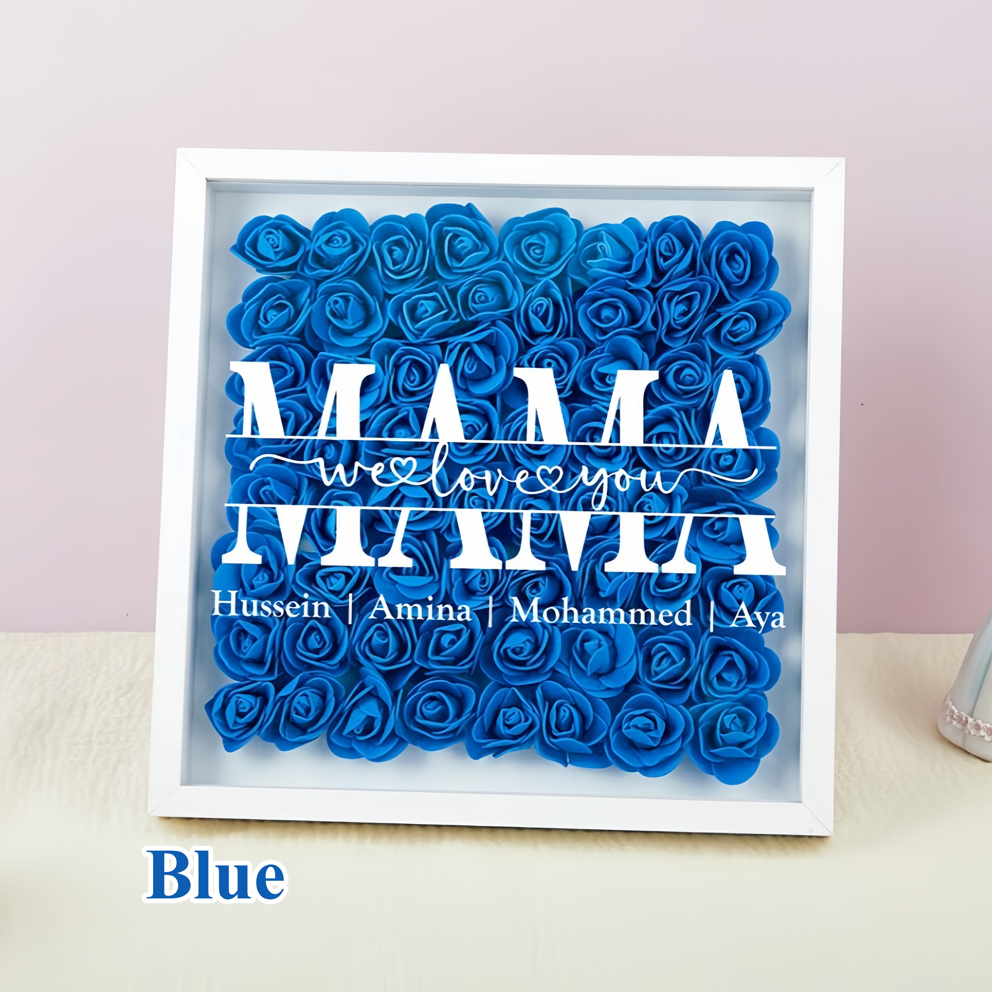 Mom/Grandma We Love You - Personalized Square Shaped Flower Shadow Box-forlovever