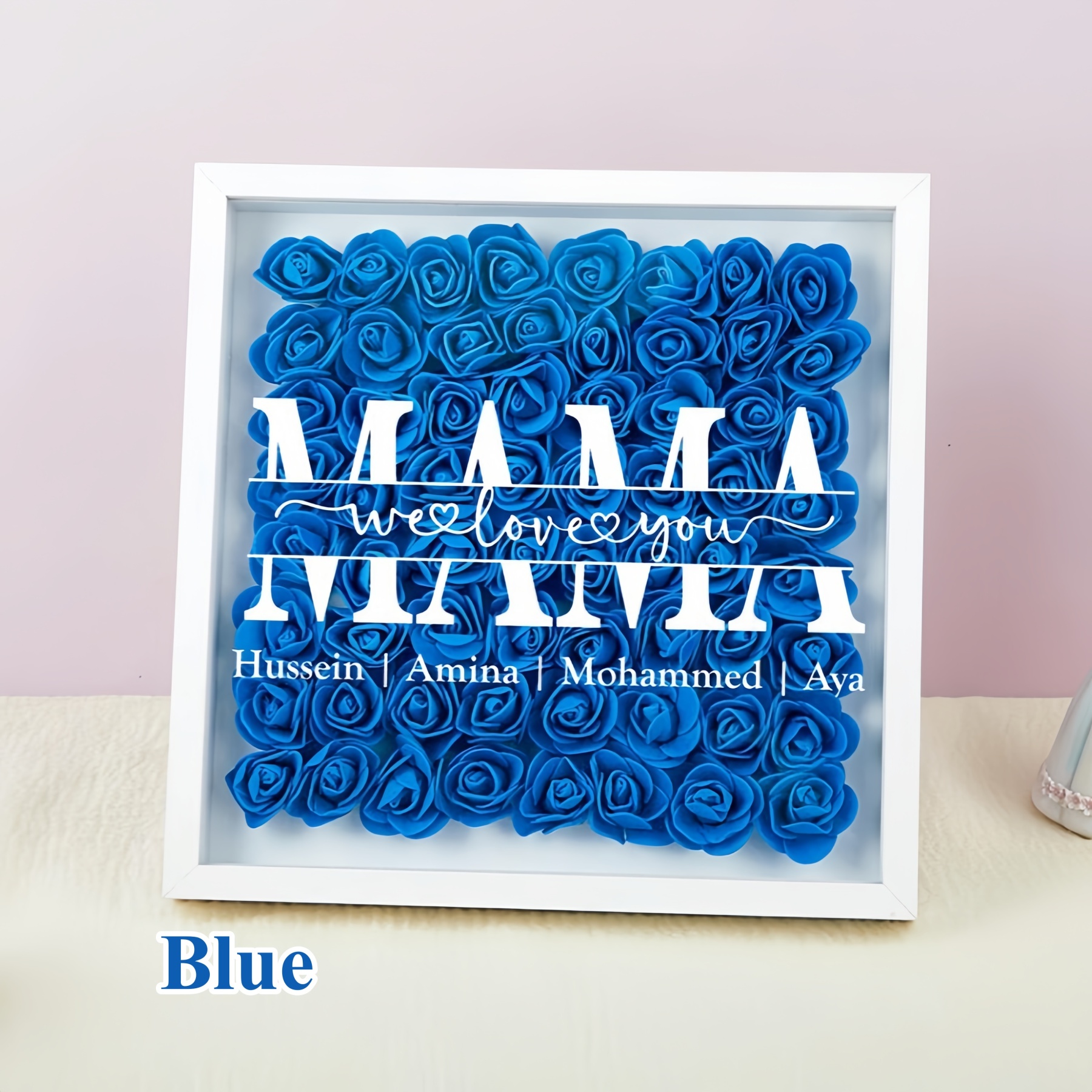 Mom/Grandma We Love You - Personalized Square Shaped Flower Shadow Box-forlovever