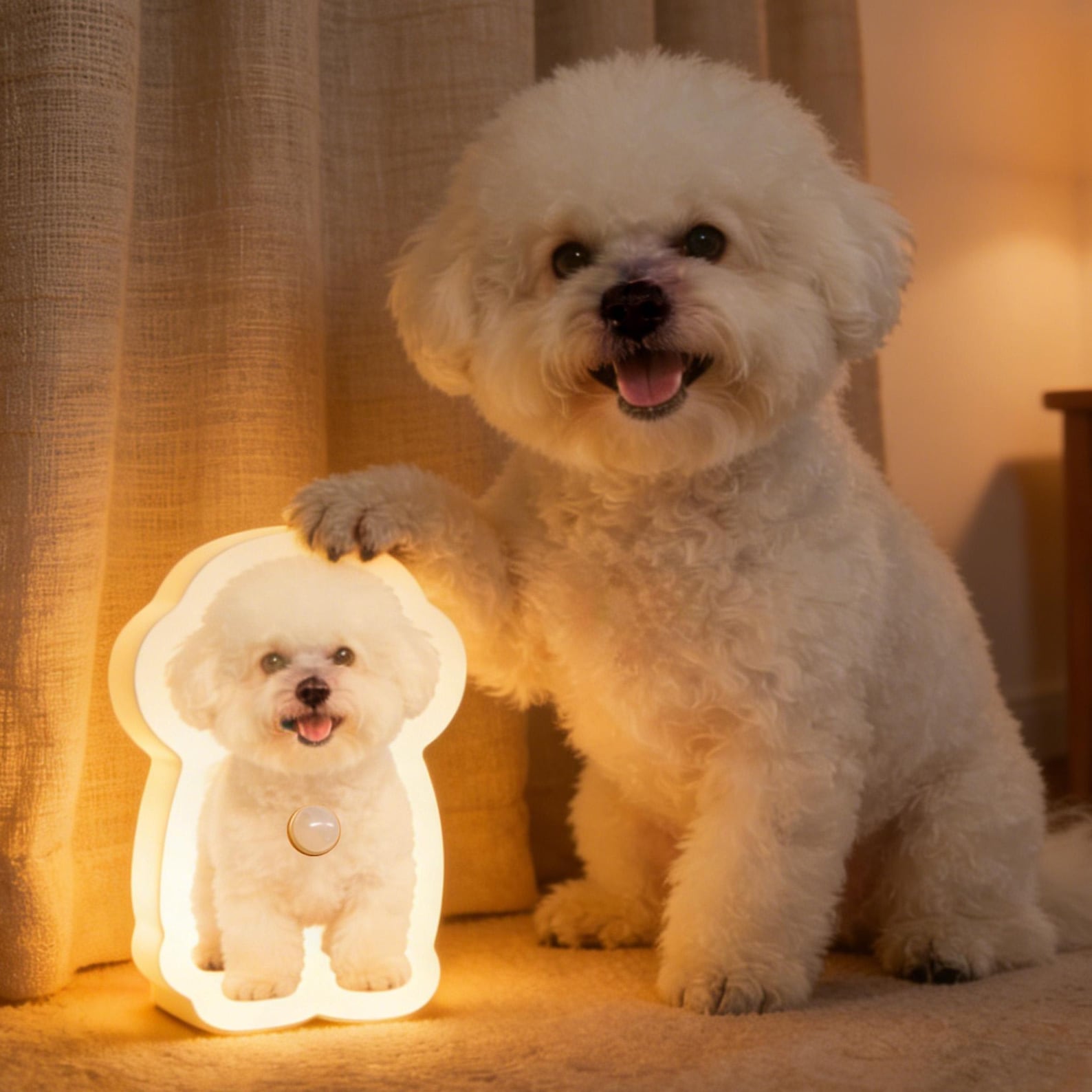 Personalized Pet Photo Motion Sensor Night Light, Custom Dog & Cat Wall Lamp, Pet Portrait LED Light for Home Decor