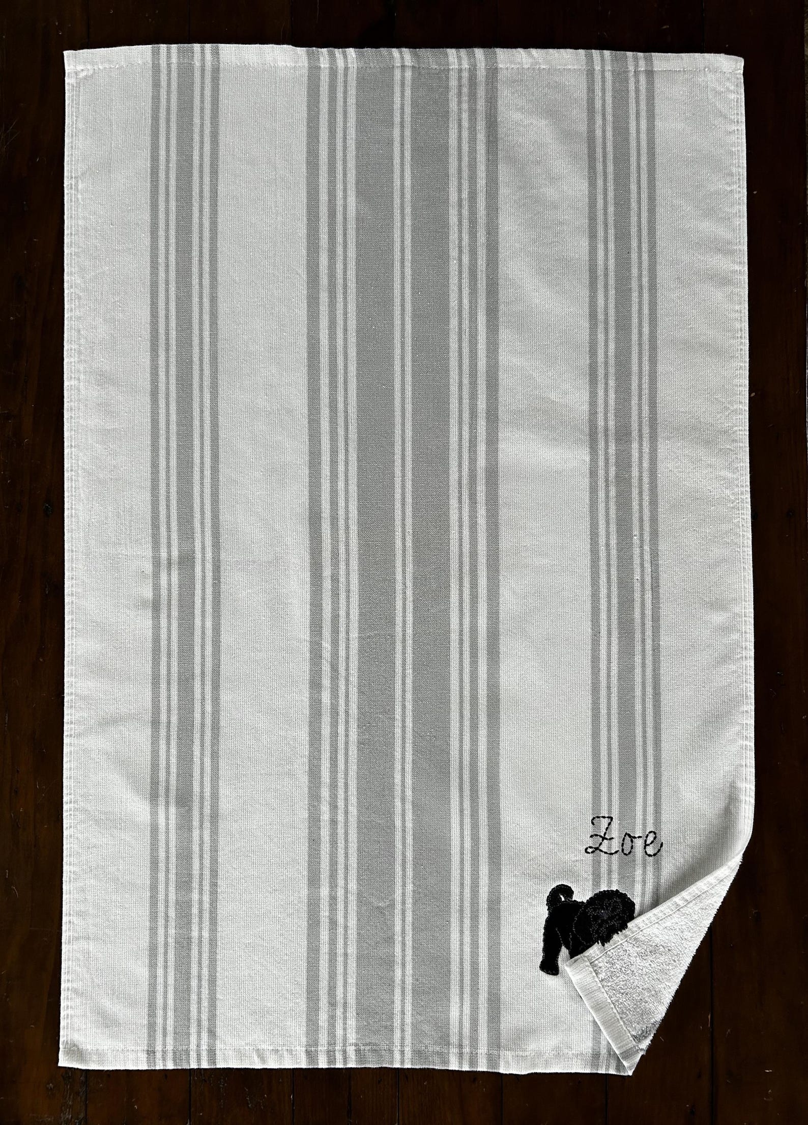 The “Biting Corner” Personalized Pet Dish Towel Custom Embroidered Dog Kitchen Towel Made for Pet Lovers
