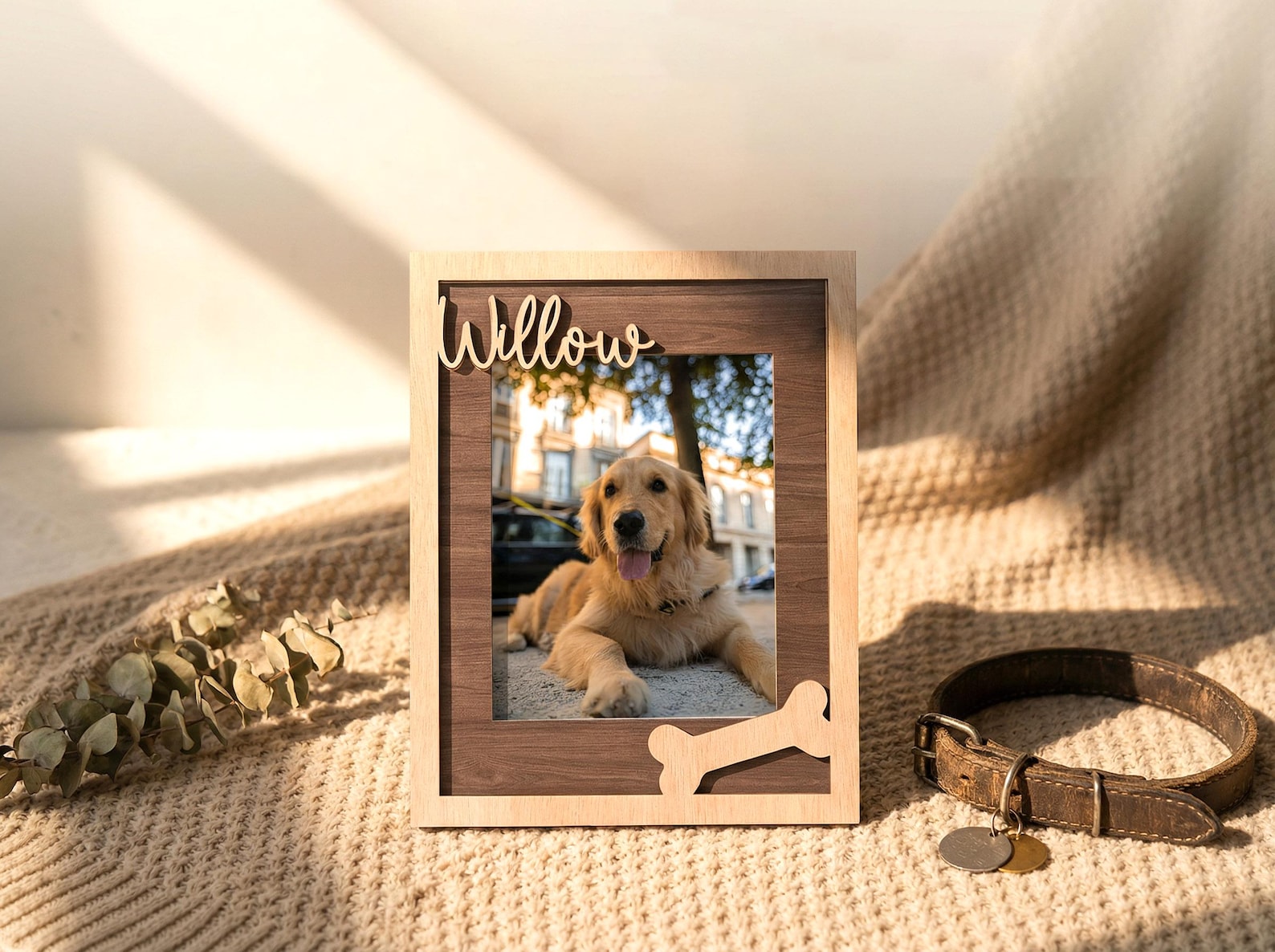 Custom Pet Memorial Frame, Personalized Wooden Picture Frame for Dog & Cat, Pet Loss Keepsake, Rainbow Bridge Remembrance Gift, Dog Mom Gift