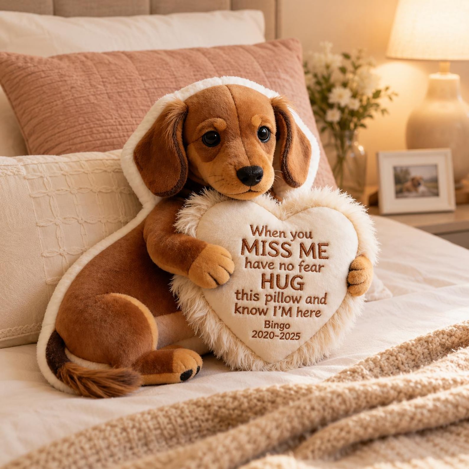 Personalized Pet Memorial Pillow, Custom Dog & Cat Photo 3D Comfort Pillow, Pet Loss Remembrance Keepsake Gift