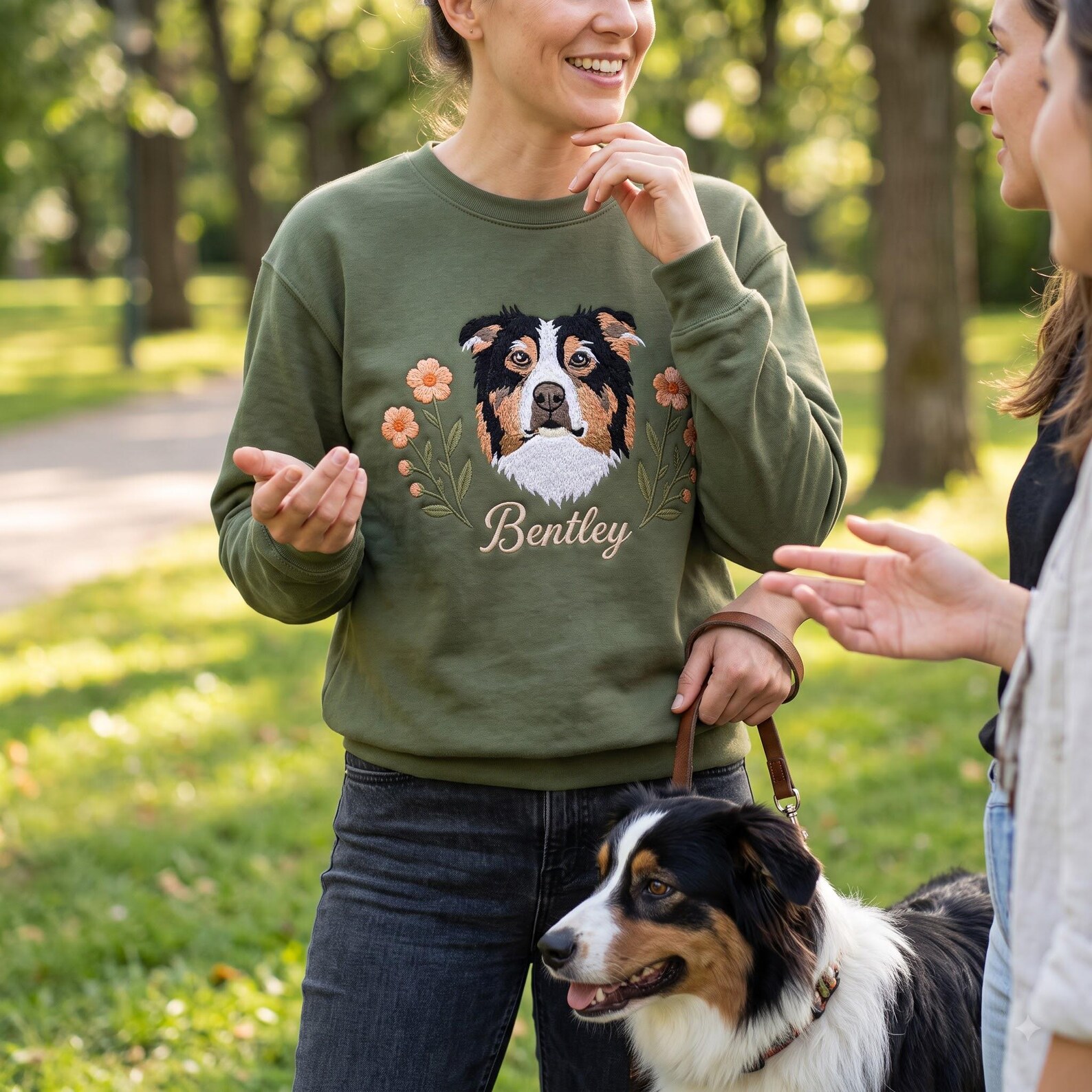 Custom Pet Portrait Embroidered Sweatshirt, Personalized Dog Face & Name Crewneck, Embroidered Pet Photo Gift, Dog Mom Gift