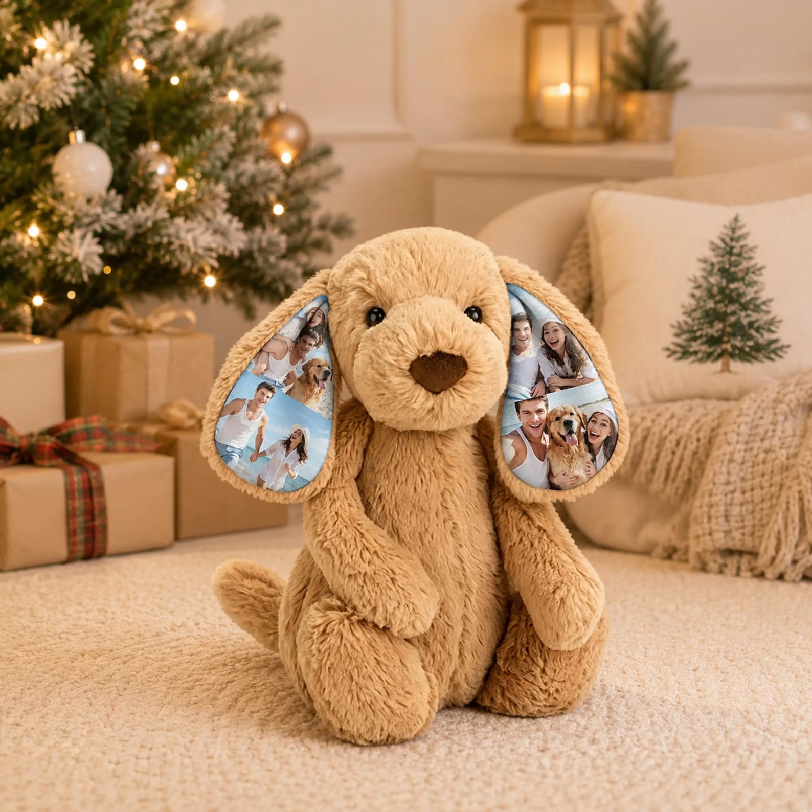 Personalized Photo Plush Dog, Custom Puppy Stuffed Animal with Memory Ears, Pet Keepsake Gift