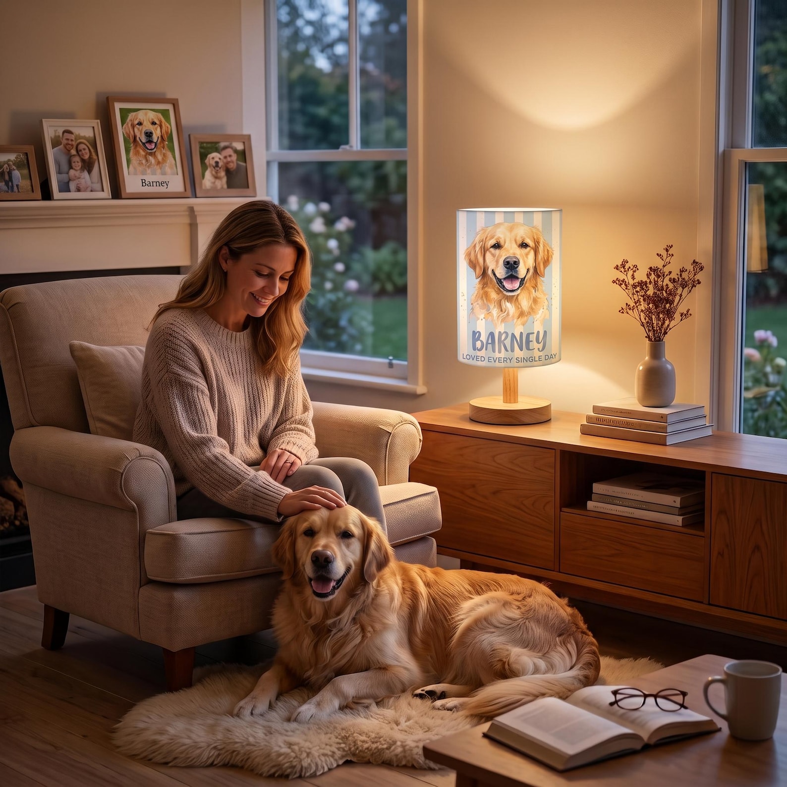 Personalized Pet Photo Lamp, Custom Dog & Cat Portrait Night Light with Name, Pet Memorial Gift, Pet Lover Home Decor