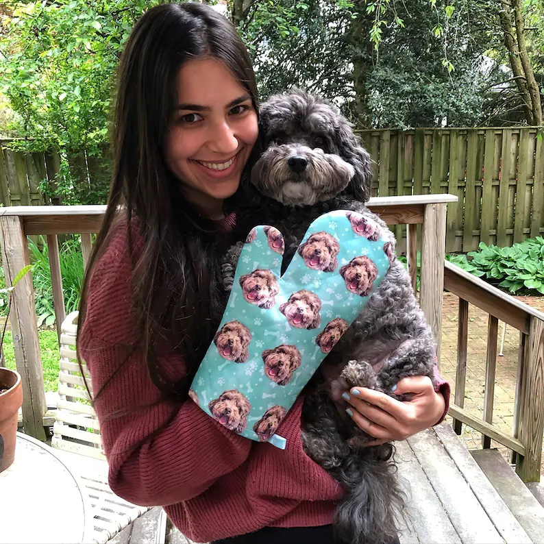 Custom Pet Photo Oven Mitt, Personalized Dog & Cat Oven Glove, Custom Kitchen Gift for Pet Lovers