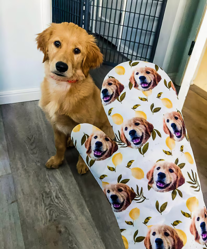 Custom Pet Photo Oven Mitt, Personalized Dog & Cat Oven Glove, Custom Kitchen Gift for Pet Lovers