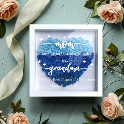 First Mom Now Grandma - Personalized Flower Shadow Box-forlovever