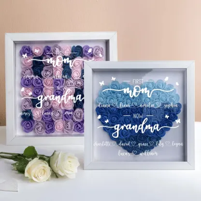 First Mom Now Grandma - Personalized Flower Shadow Box-forlovever