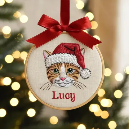 Custom embroidered pet Christmas decorations, perfect for pet lovers, custom pet Christmas gifts