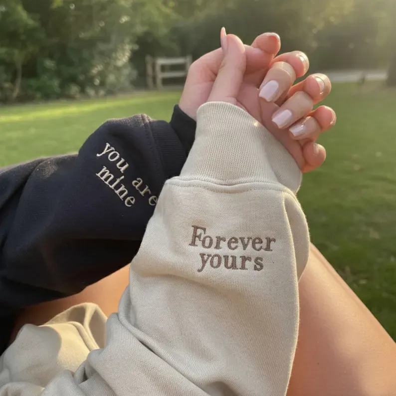 Personalized Anniversary Gifts for Couples, Custom Embroidered Sweatshirt/Hoodie Matching Wedding 1 - 50 Year for Him Her