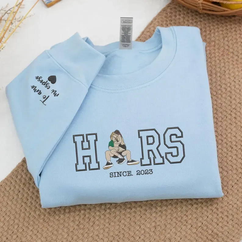 Personalized Embroidered Photo Couple LOVE Est Year Sweats