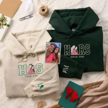 Personalized Embroidered Photo Couple LOVE Est Year Sweats