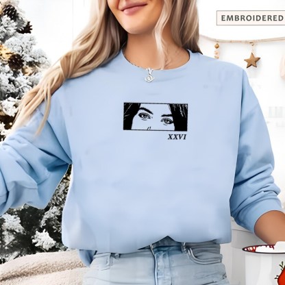 Personalized Embroidered Sweatshirts With Your Lover's Eyes Couple Hoodies