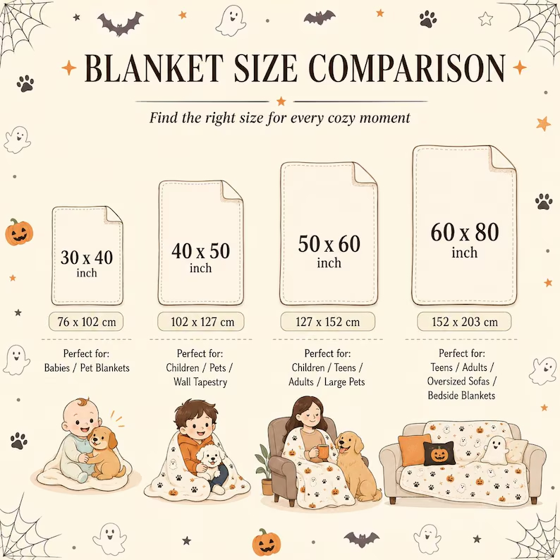 Custom Halloween Pet Portrait Blanket, Personalized Dog & Cat Photo Throw, Pumpkin Pet Lover Gift