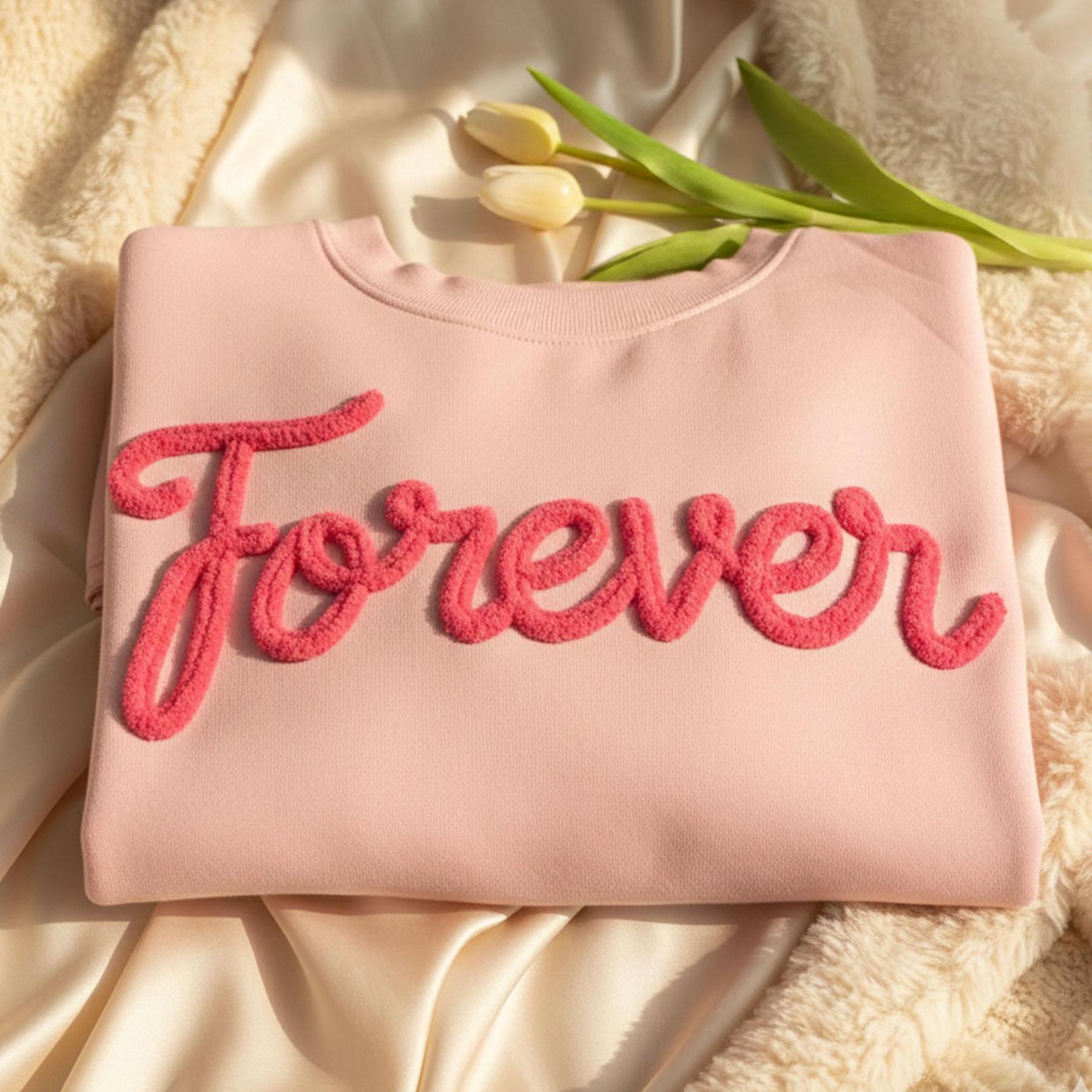 LOVE Yarn Embroidered Valentine's Day Sweatshirt, Anniversary Gift Chenille Sweater