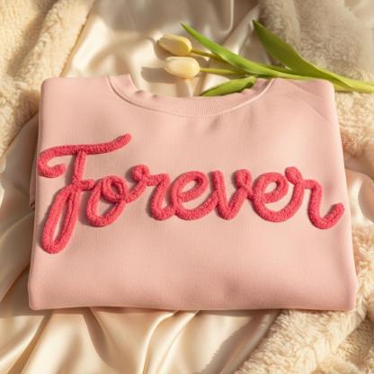 LOVE Yarn Embroidered Valentine's Day Sweatshirt, Anniversary Gift Chenille Sweater