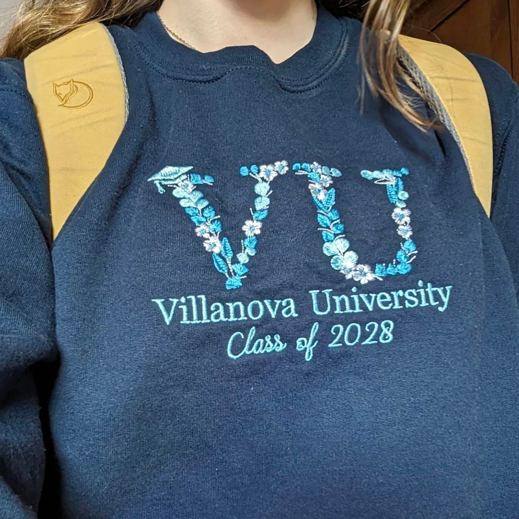 Custom College Floral Embroidered Sweatshirt, Floral Letter T-Shirt, Flower College Shirt, High School Shirt, Graduation Gift, Sorority-forlovever