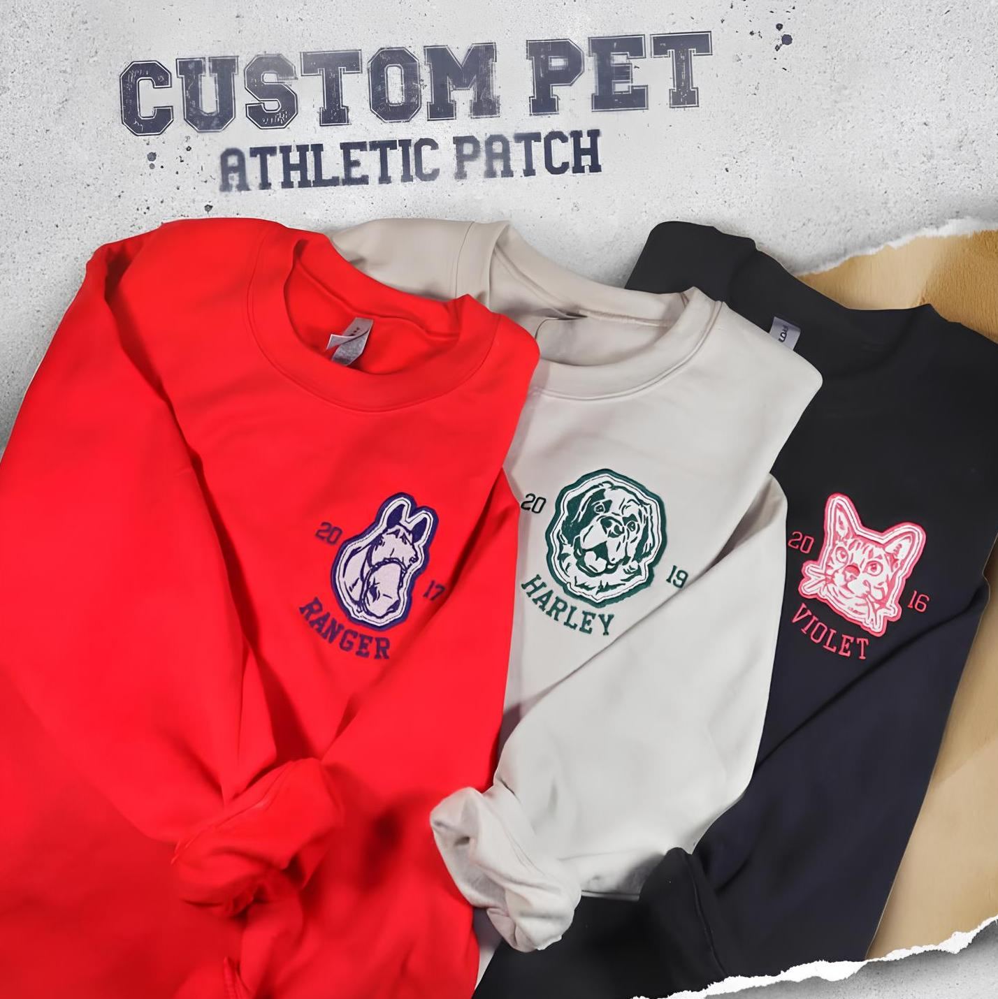 Custom Embroidered Pet Portraits EST Simple Icons T-Shirt, Sweatshirt, Hoodie-forlovever