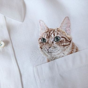 Custom Pet Photo Full Color Embroidered Unisex Pocket Shirt - Formal and Casual-forlovever