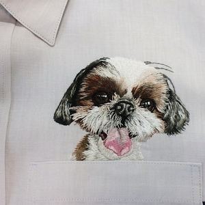 Custom Pet Photo Full Color Embroidered Unisex Pocket Shirt - Formal and Casual-forlovever