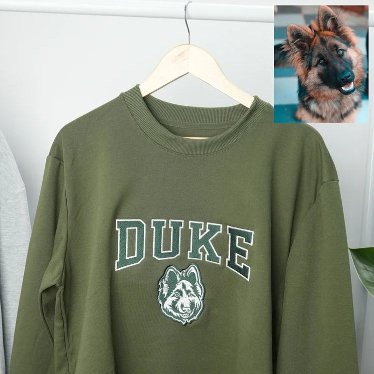 Personalized Embroidered Pet Sweatshirt with Portrait From Photo and Name, Gifts For Pet Owners