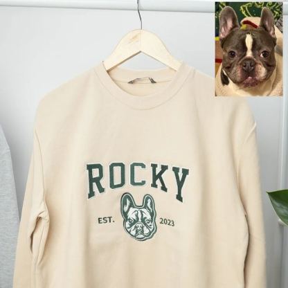 Personalized Embroidered Pet Sweatshirt with Portrait From Photo and Name, Gifts For Pet Owners
