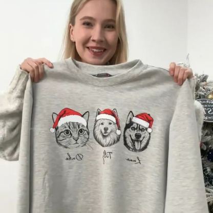 Custom Pete Photo Santa Hat Graphic Crewneck Sweatshirt Hoodie