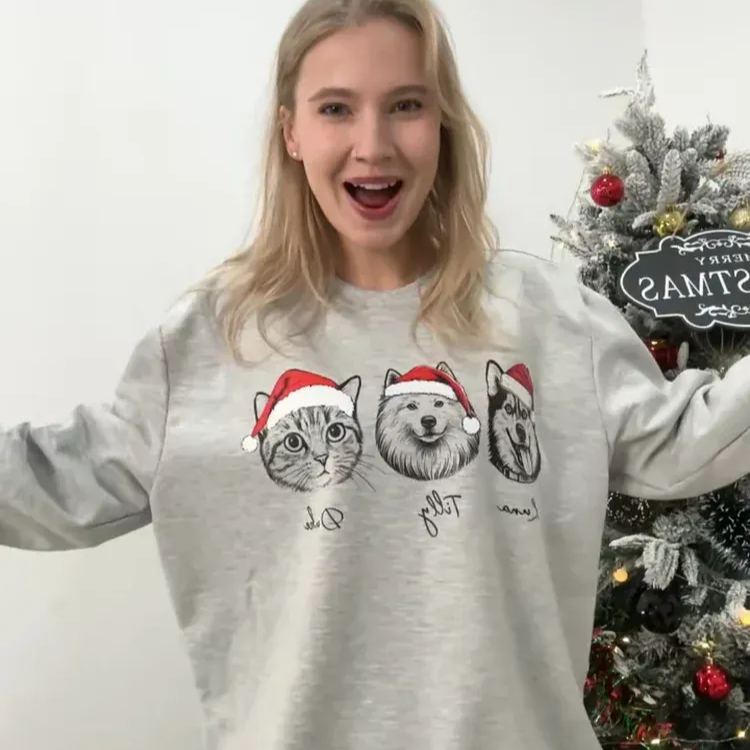 Custom Pete Photo Santa Hat Graphic Crewneck Sweatshirt Hoodie