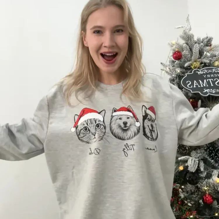 Custom Pete Photo Santa Hat Graphic Crewneck Sweatshirt Hoodie
