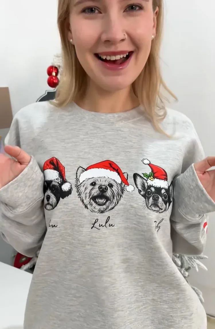 Custom Pete Photo Santa Hat Graphic Crewneck Sweatshirt Hoodie