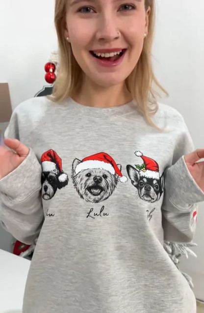 Custom Pete Photo Santa Hat Graphic Crewneck Sweatshirt Hoodie