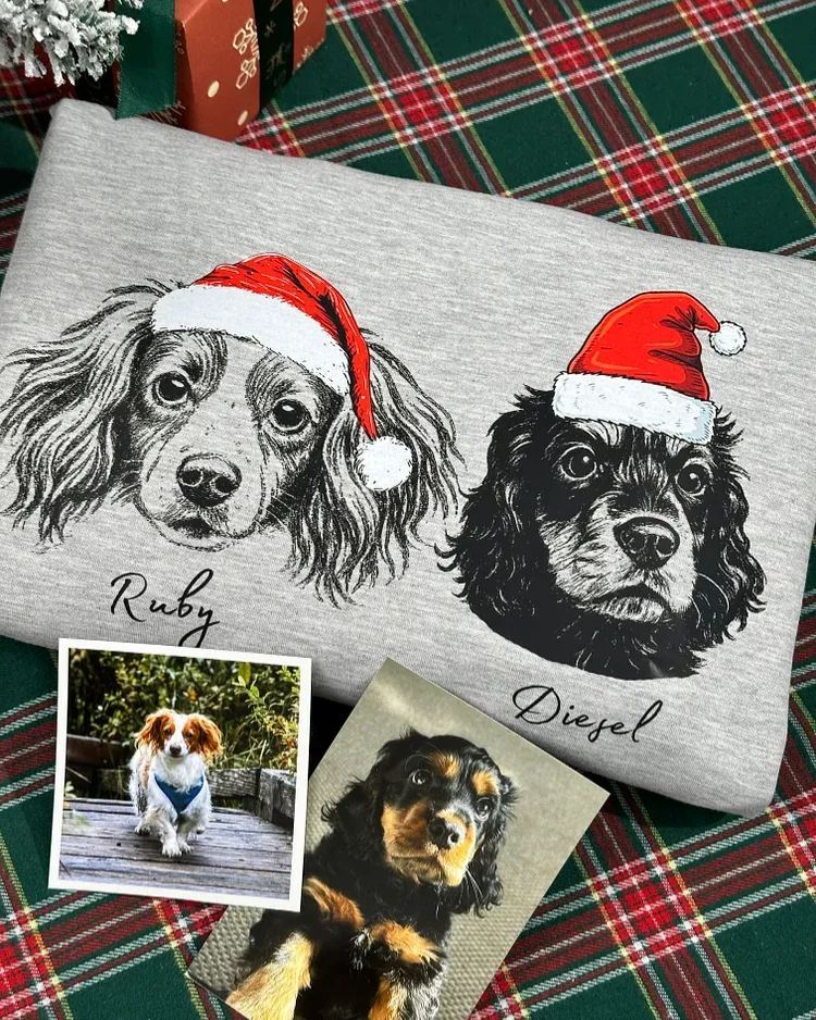 Custom Pete Photo Santa Hat Graphic Crewneck Sweatshirt Hoodie