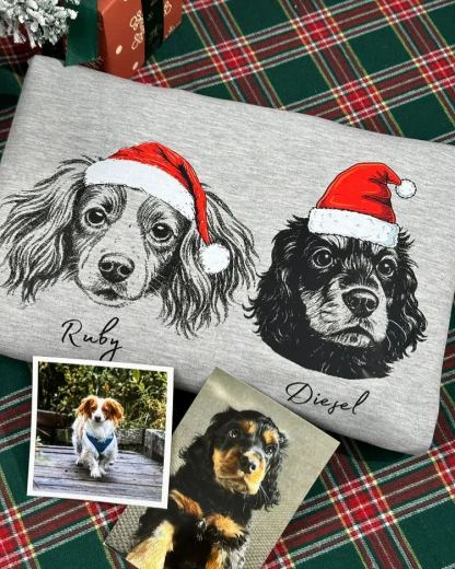 Custom Pete Photo Santa Hat Graphic Crewneck Sweatshirt Hoodie