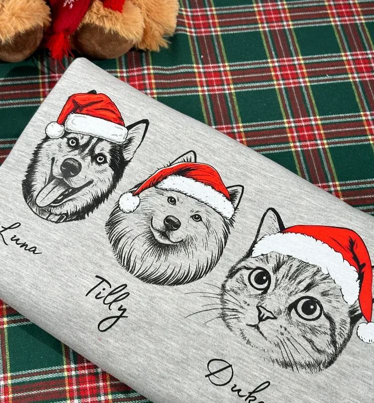 Custom Pete Photo Santa Hat Graphic Crewneck Sweatshirt Hoodie