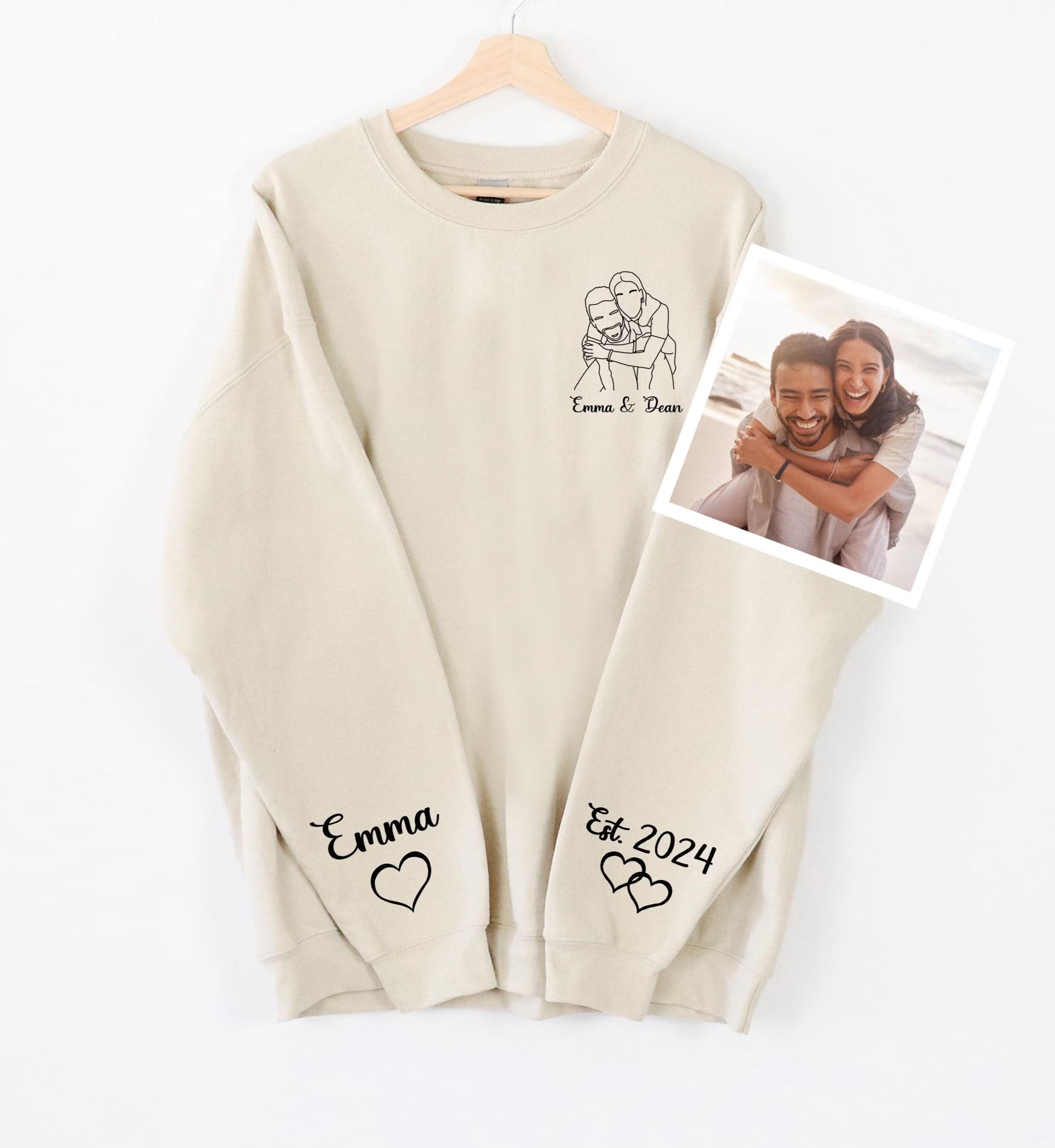 Forlovever Customized couple photo embroidered sweatshirt