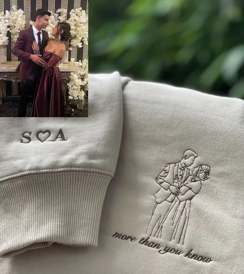 Forlovever Customized couple photo embroidered sweatshirt
