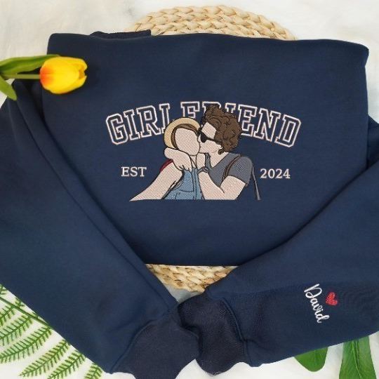 Forlovever Personalized Girlfriend & Boyfriend Embroidered Portrait from Photo Hoodie