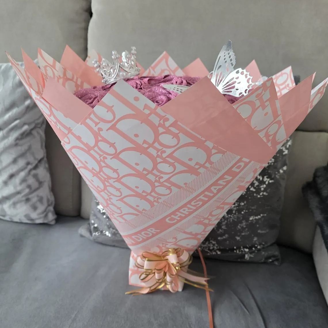 Pink Glitter Rose Bouquet-Couple Glitter Everlasting Rose Bouquet (Never Wither)