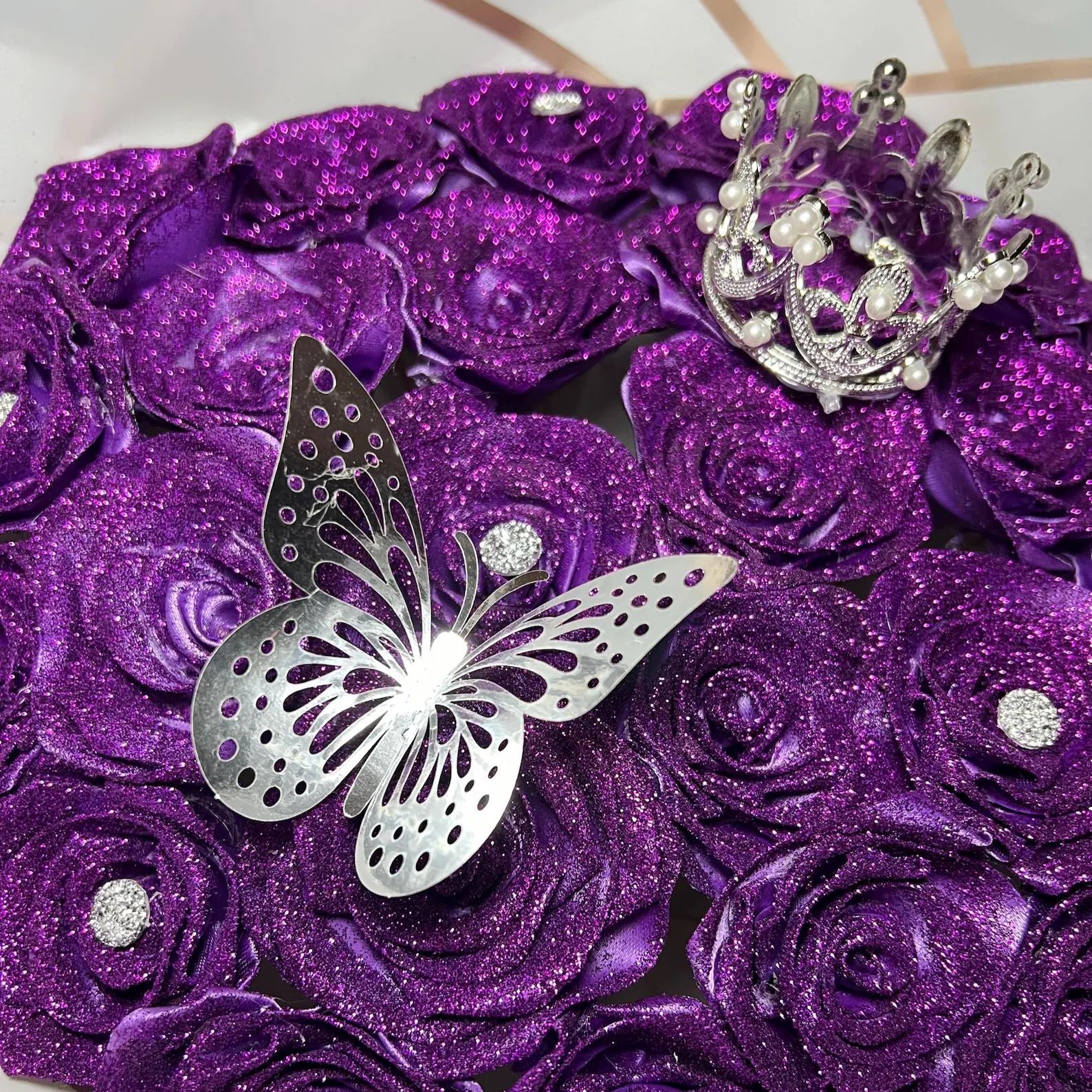 Purple Glitter Rose Bouquet-Couple Glitter Everlasting Rose Bouquet (Never Wither)