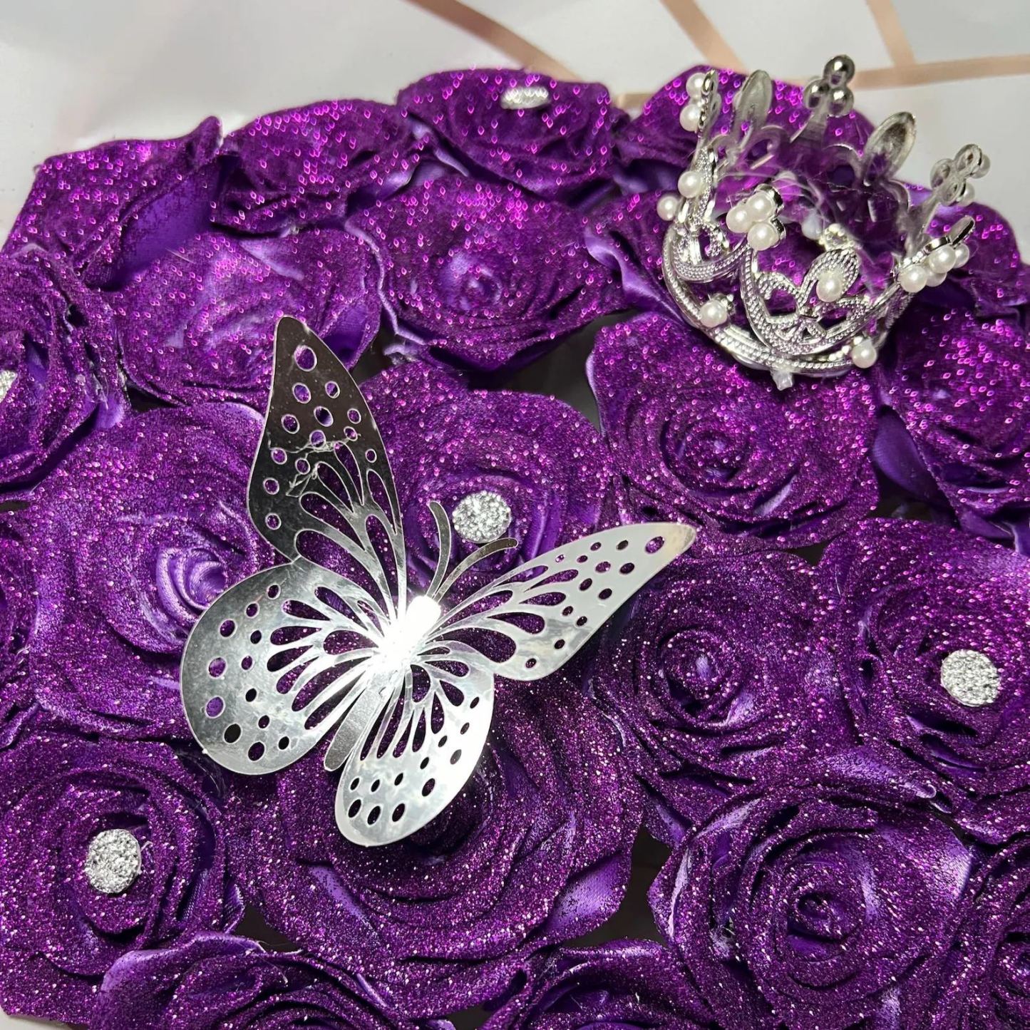 Purple Glitter Rose Bouquet-Couple Glitter Everlasting Rose Bouquet (Never Wither)