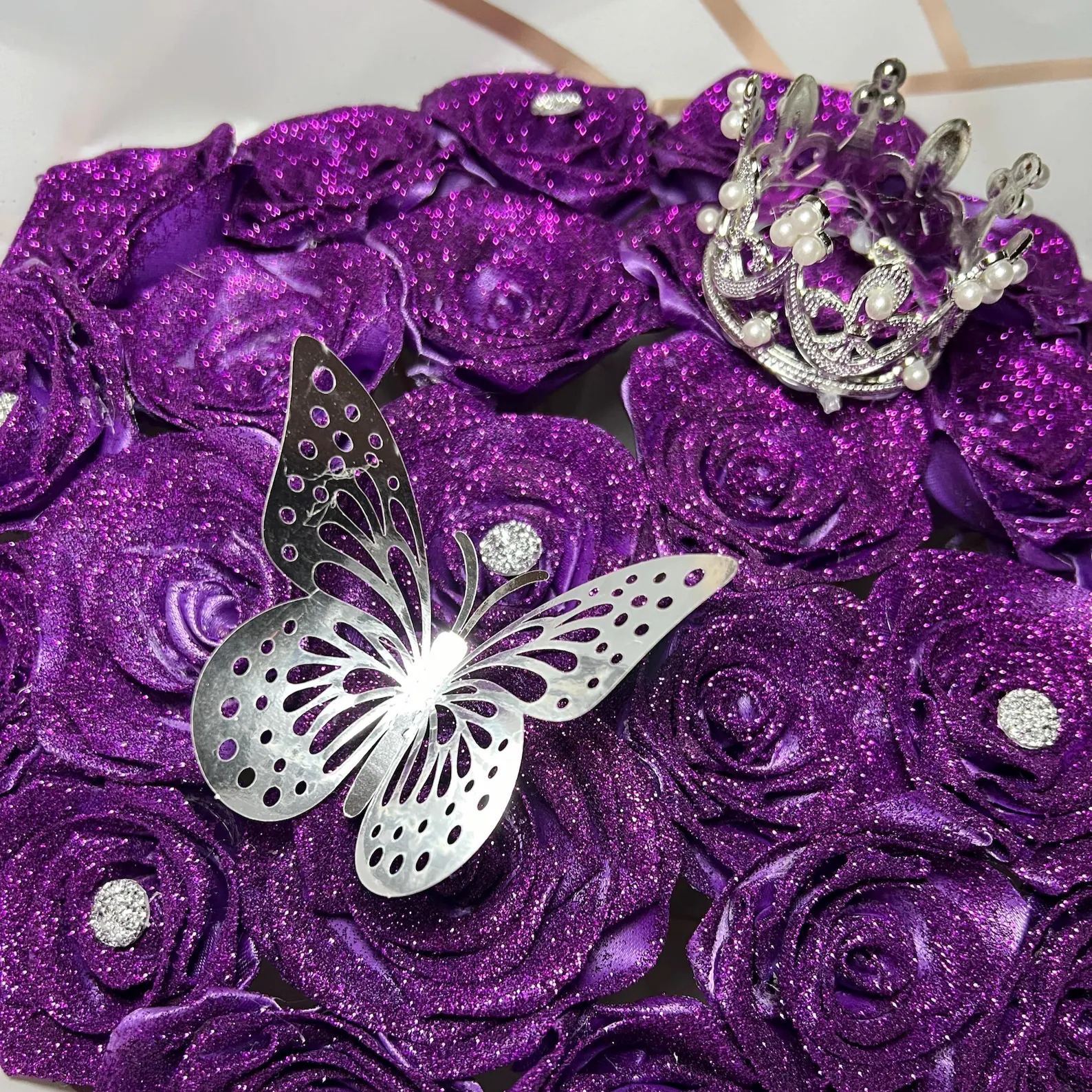 Purple Glitter Rose Bouquet-Couple Glitter Everlasting Rose Bouquet (Never Wither)