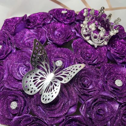 Purple Glitter Rose Bouquet-Couple Glitter Everlasting Rose Bouquet (Never Wither)