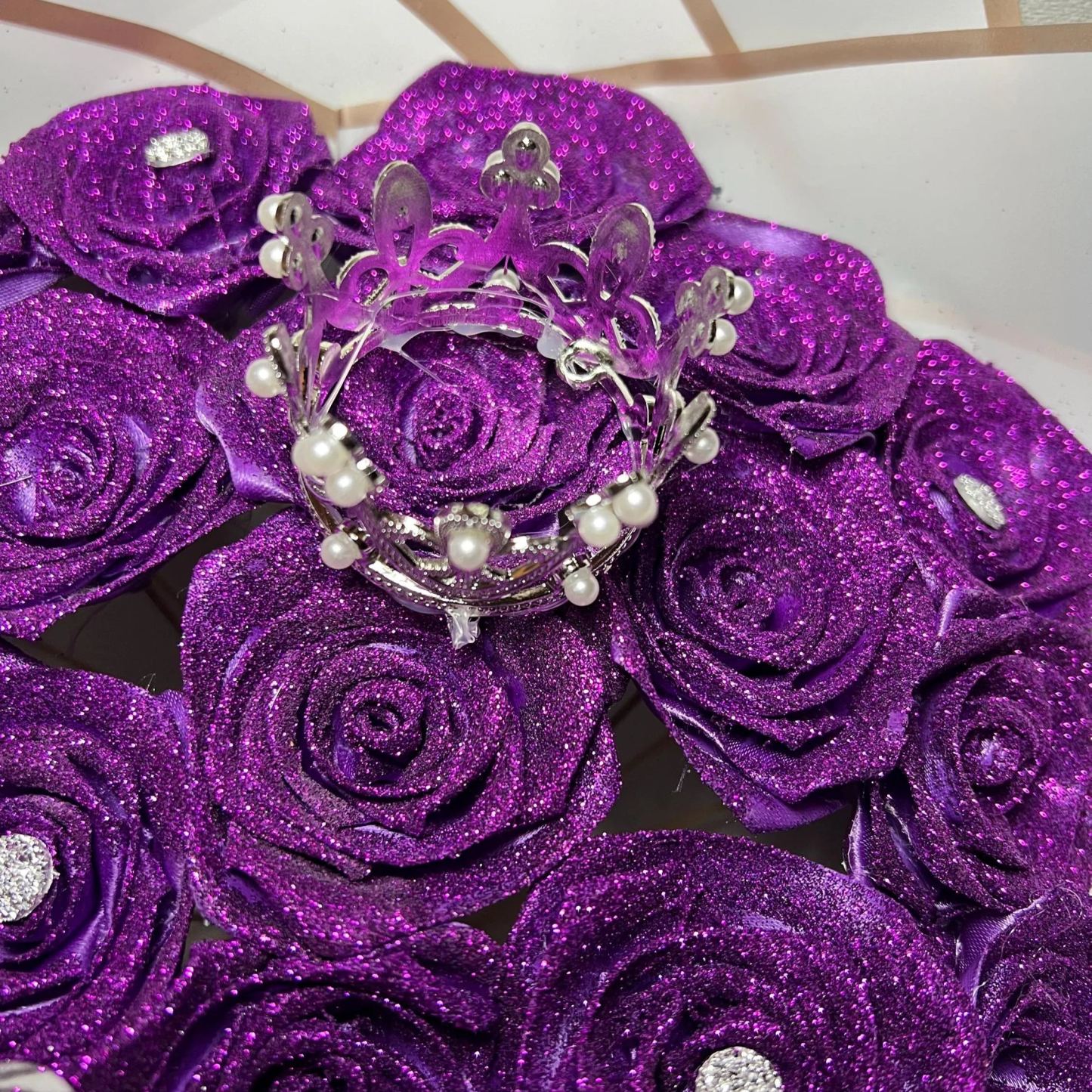Purple Glitter Rose Bouquet-Couple Glitter Everlasting Rose Bouquet (Never Wither)