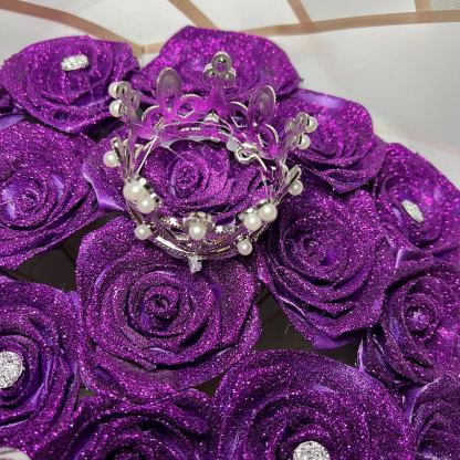 Purple Glitter Rose Bouquet-Couple Glitter Everlasting Rose Bouquet (Never Wither)