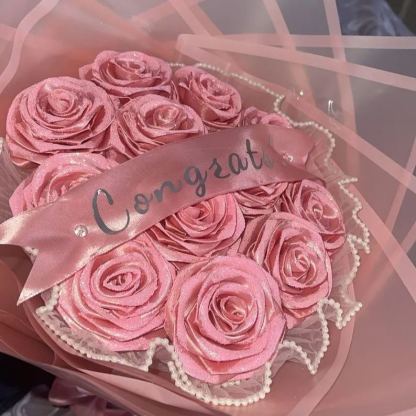 Light Pink Glitter Rose Bouquet-Couple Glitter Everlasting Rose Bouquet (Never Wither)