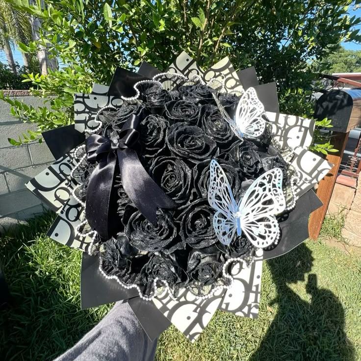Black Glitter Rose Bouquet Couple Glitter Everlasting Rose Bouquet (Never Wither)