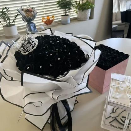 Black Glitter Rose Bouquet Couple Glitter Everlasting Rose Bouquet (Never Wither)